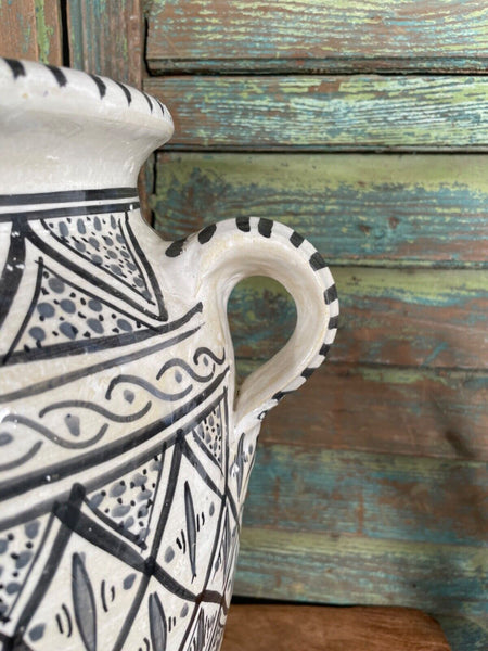 Mediterranean Italian Hand Painted Glazed Terracotta Confit Pot Vase Urn