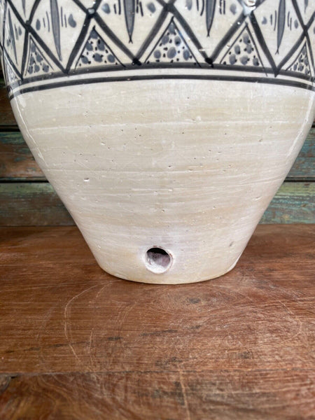 Mediterranean Italian Hand Painted Glazed Terracotta Confit Pot Vase Urn