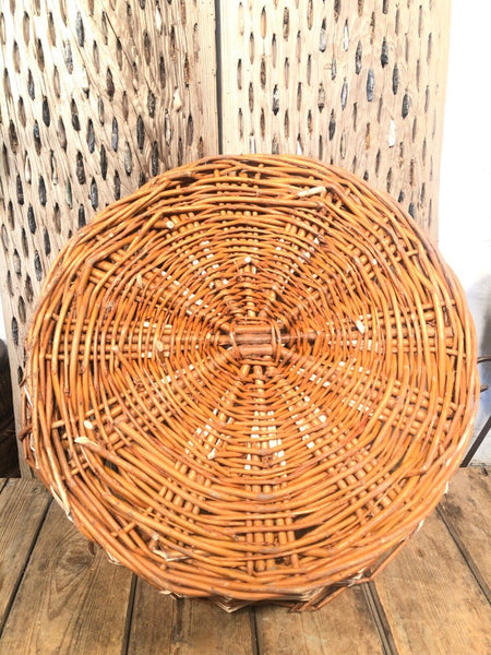 Large Vintage Hand Made Willow Storage Fruit Picking Log Linen Basket