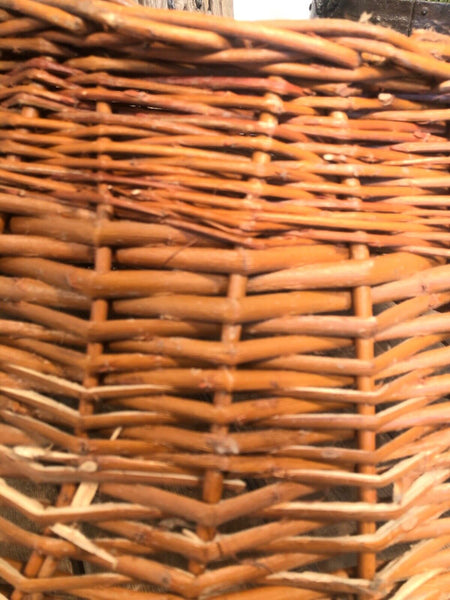 Large Vintage Hand Made Willow Storage Fruit Picking Log Linen Basket
