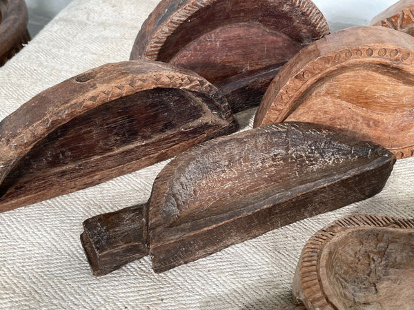 Vintage Indian Hand Carved Wooden Grain Flour Rice Scoop
