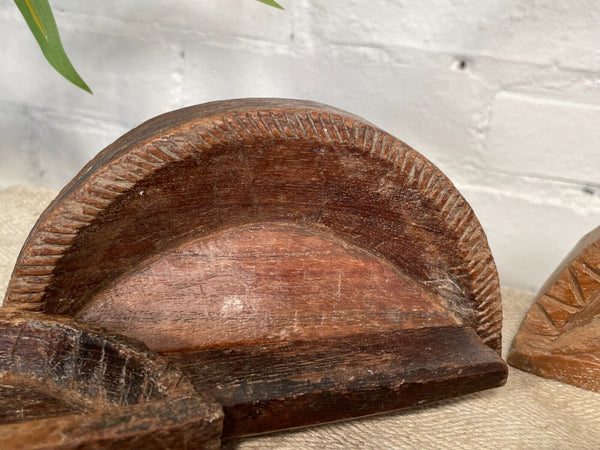 Vintage Indian Hand Carved Wooden Grain Flour Rice Scoop