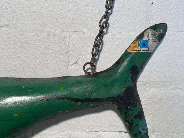 Reclaimed Recycled Hanging Tin Metal Fish Sculpture Ornament Home Garden