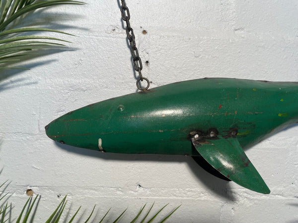 Reclaimed Recycled Hanging Tin Metal Fish Sculpture Ornament Home Garden