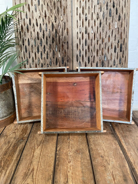 Vintage Rustic Reclaimed Hand Made Wooden Brick Mould Tray Trinket Herb Planter