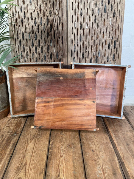 Vintage Rustic Reclaimed Hand Made Wooden Brick Mould Tray Trinket Herb Planter