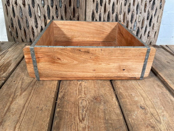 Vintage Rustic Reclaimed Hand Made Wooden Brick Mould Tray Trinket Herb Planter