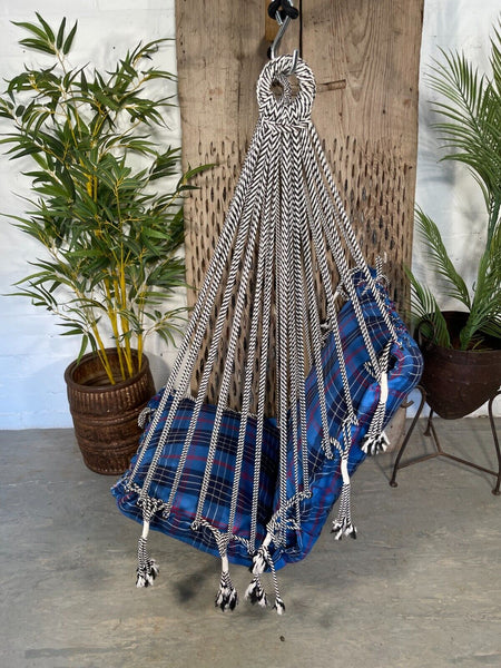 Reclaimed Hand Made Indian Padded Rope Swing Hammock Seat Chair