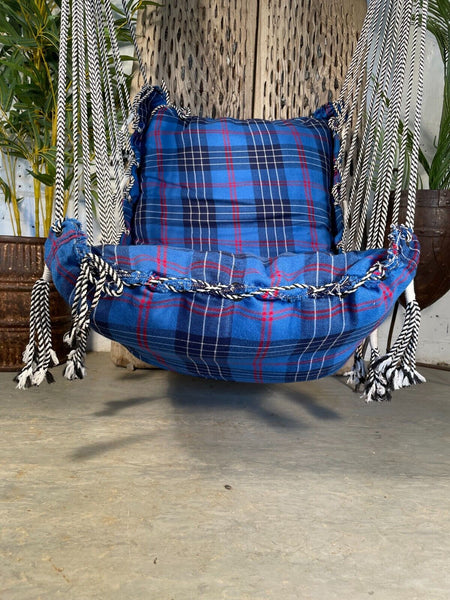 Reclaimed Hand Made Indian Padded Rope Swing Hammock Seat Chair