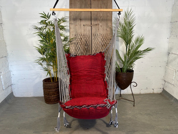 Reclaimed Hand Made Indian Padded Rope Swing Hammock Seat Chair