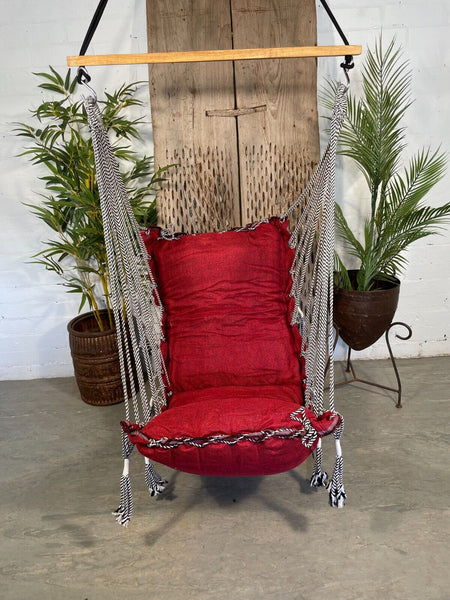 Reclaimed Hand Made Indian Padded Rope Swing Hammock Seat Chair