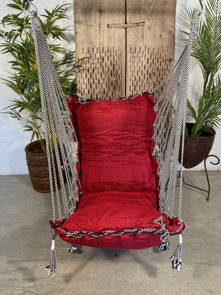 Reclaimed Hand Made Indian Padded Rope Swing Hammock Seat Chair