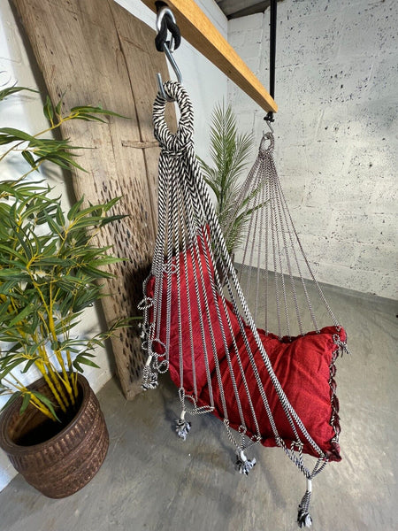 Reclaimed Hand Made Indian Padded Rope Swing Hammock Seat Chair