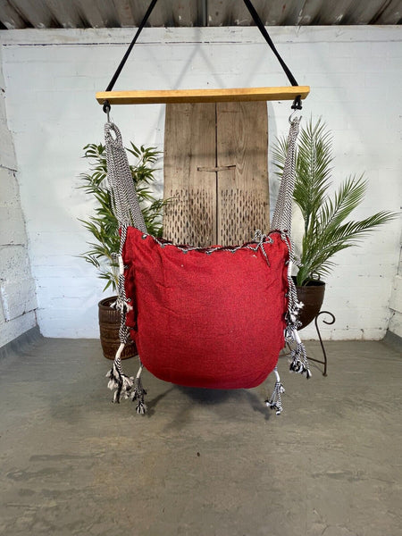 Reclaimed Hand Made Indian Padded Rope Swing Hammock Seat Chair