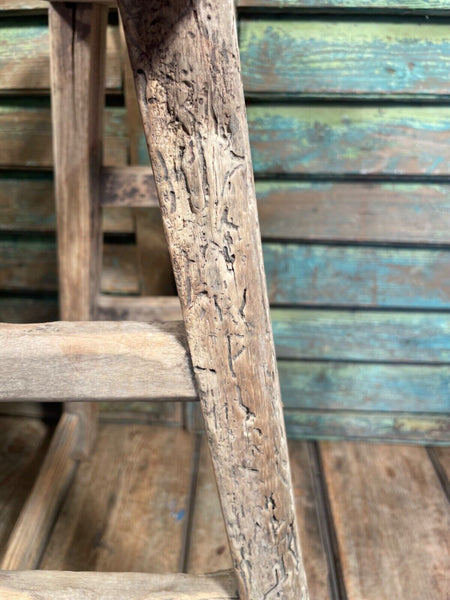 Antique Vintage Rustic Elm Market Stool Side Table Plant Stand