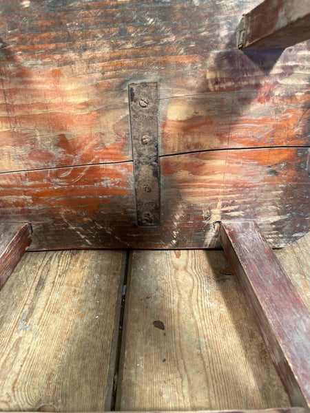Antique Vintage Rustic Elm Market Stool Side Table Plant Stand