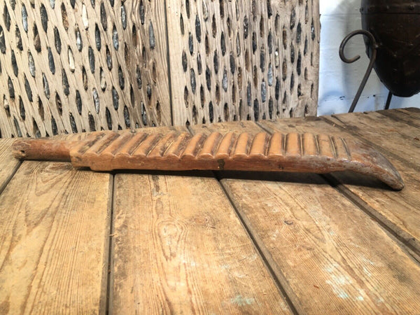 Vintage Antique Primitive Rustic Hungarian Wooden Carved Ribbed Wash Board