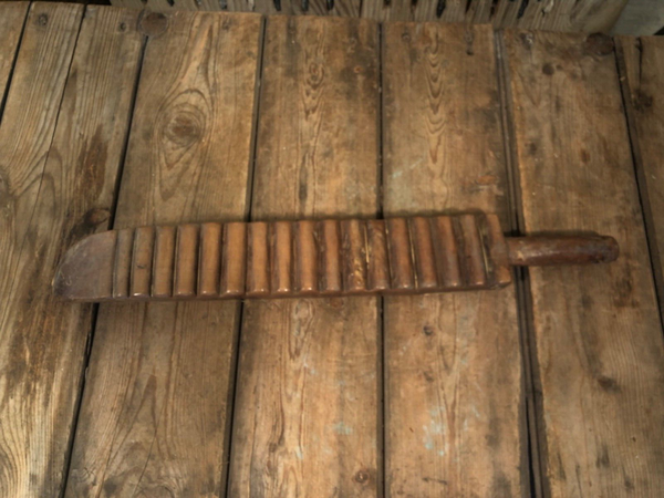 Vintage Antique Primitive Rustic Hungarian Wooden Carved Ribbed Wash Board