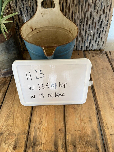 Vintage French Rustic Blue Hanging Enamel Milking Bucket Garden Planter