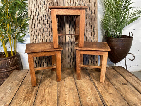 Vintage Reclaimed  Rustic Hand Made Small Side Lamp Table Plant Stand Stool