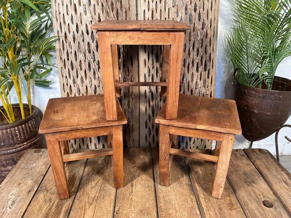 Vintage Reclaimed  Rustic Hand Made Small Side Lamp Table Plant Stand Stool