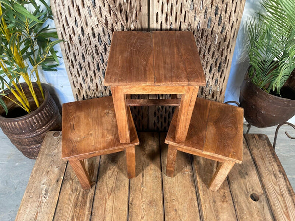 Vintage Reclaimed  Rustic Hand Made Small Side Lamp Table Plant Stand Stool