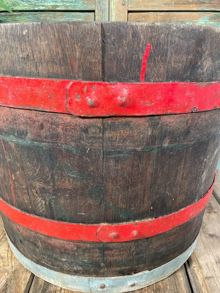 Vintage French Oak Wine Press Barrel Garden Planter Olive Tree Log Basket
