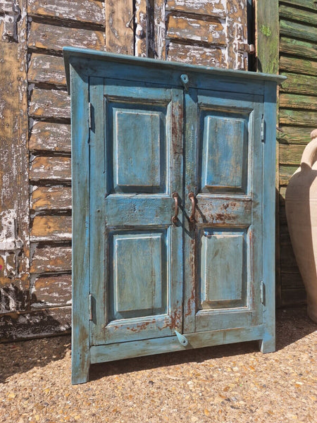 Antique Vintage Indian Blue  Wooden Storage Kitchen Bathroom Drinks Cabinet