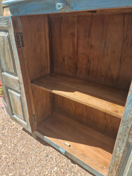 Antique Vintage Indian Blue  Wooden Storage Kitchen Bathroom Drinks Cabinet