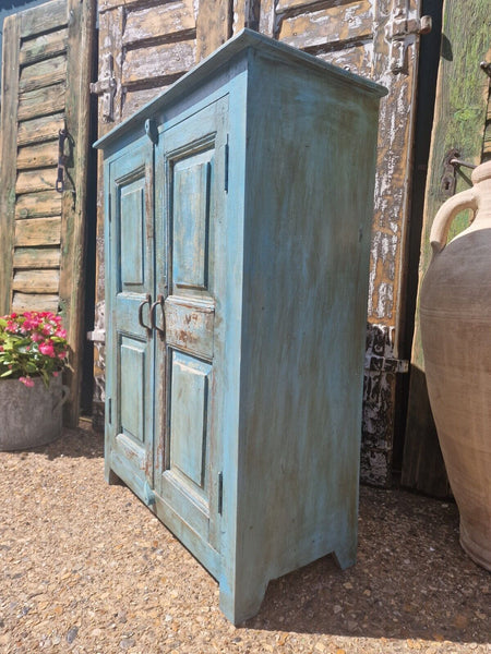 Antique Vintage Indian Blue  Wooden Storage Kitchen Bathroom Drinks Cabinet