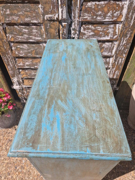 Antique Vintage Indian Blue  Wooden Storage Kitchen Bathroom Drinks Cabinet