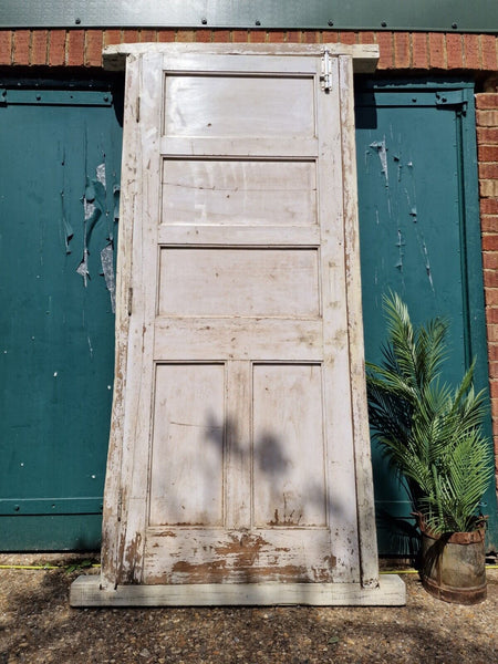 Large Vintage Reclaimed Indian Solid Wooden Pine Painted Door with Frame