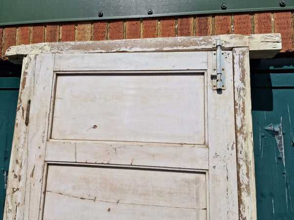 Large Vintage Reclaimed Indian Solid Wooden Pine Painted Door with Frame