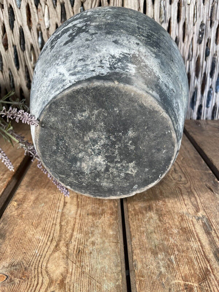 Antique Vintage European Hand Made Black Clay Terracotta Wine Vessel Jug Pitcher