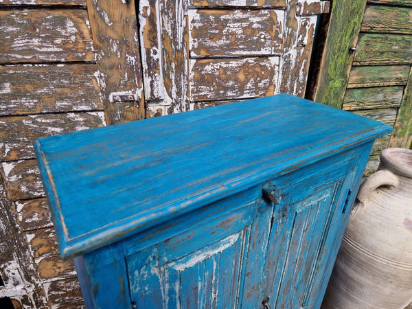 Antique Vintage Indian Blue  Wooden Storage Kitchen Bathroom Drinks Cabinet