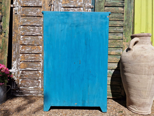 Antique Vintage Indian Blue  Wooden Storage Kitchen Bathroom Drinks Cabinet