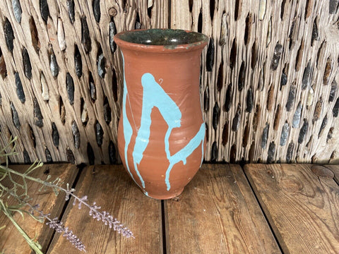 Antique Vintage French European Glazed Terracotta  Vase Jug Pitcher Confit Pot