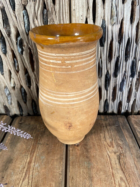 Antique Vintage French European Glazed Terracotta  Vase Jug Pitcher Confit Pot