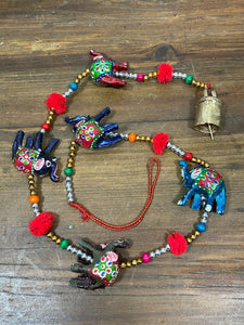 Colourful Indian Painted Bohemian Elephant String Bell Charm Ornament Decoration