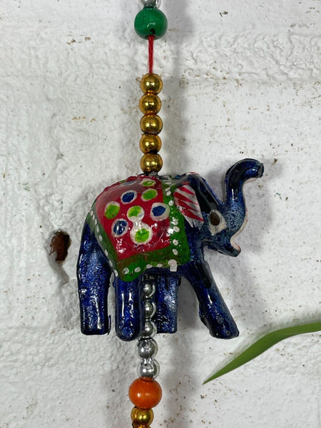 Colourful Indian Painted Bohemian Elephant String Bell Charm Ornament Decoration