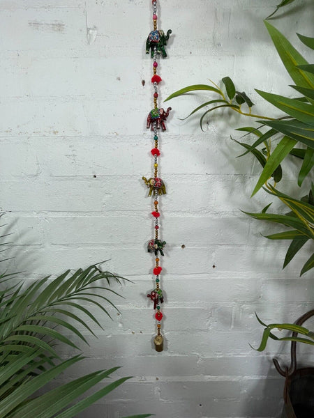 Colourful Indian Painted Bohemian Elephant String Bell Charm Ornament Decoration