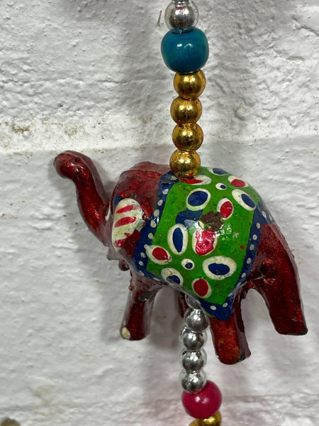 Colourful Indian Painted Bohemian Elephant String Bell Charm Ornament Decoration