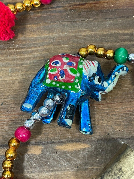 Colourful Indian Painted Bohemian Elephant String Bell Charm Ornament Decoration