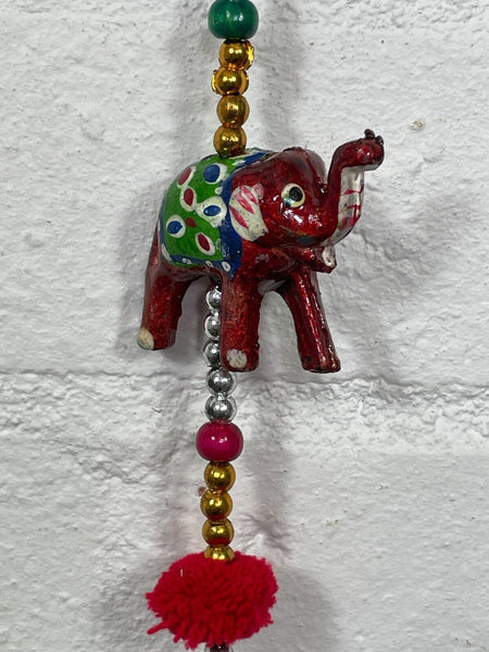 Colourful Indian Painted Bohemian Elephant String Bell Charm Ornament Decoration