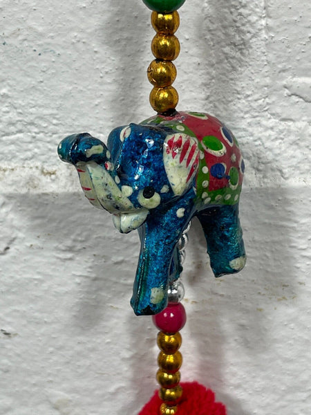 Colourful Indian Painted Bohemian Elephant String Bell Charm Ornament Decoration