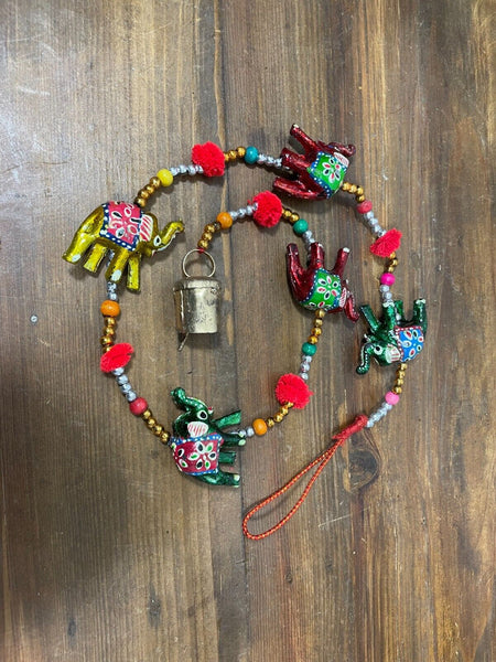 Colourful Indian Painted Bohemian Elephant String Bell Charm Ornament Decoration