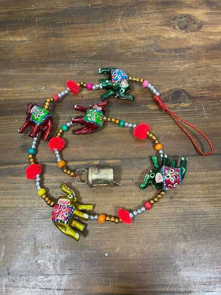 Colourful Indian Painted Bohemian Elephant String Bell Charm Ornament Decoration