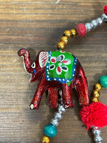 Colourful Indian Painted Bohemian Elephant String Bell Charm Ornament Decoration