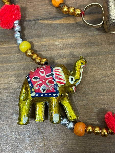 Colourful Indian Painted Bohemian Elephant String Bell Charm Ornament Decoration