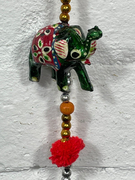 Colourful Indian Painted Bohemian Elephant String Bell Charm Ornament Decoration